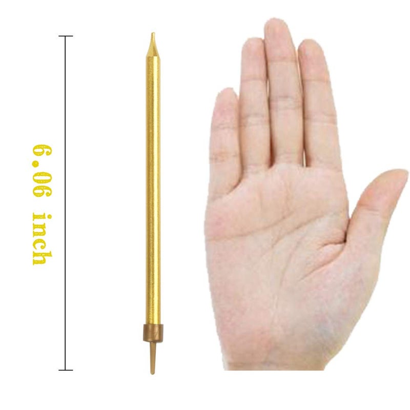 XNOVA 12 Count Long Thin Champagne Gold Birthday Cake Candles in Holders for Birthday Wedding Party Cupcake Decorations Tall Candle Pieces - Image 2